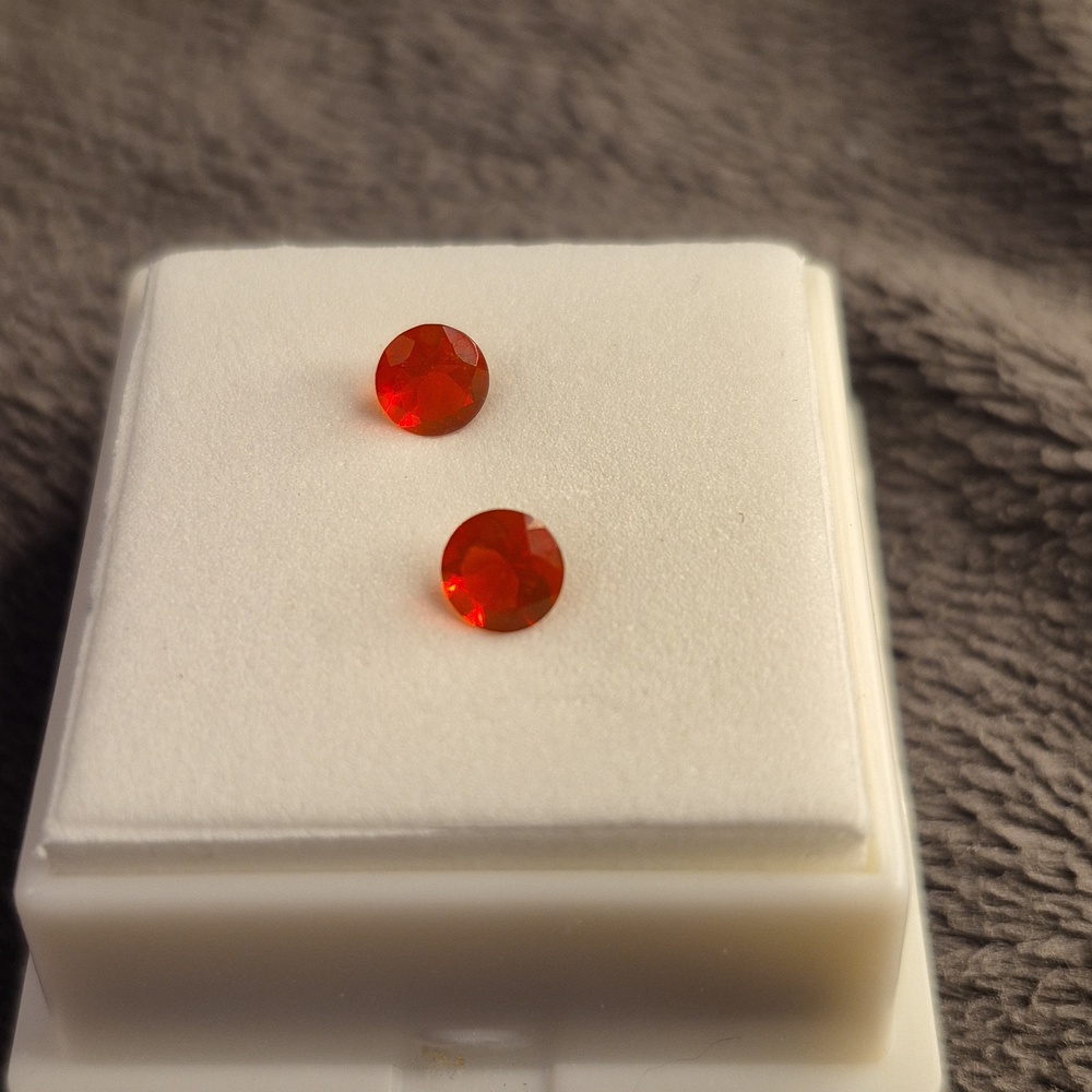 Fire Opal pair .55 tcw round 5mm